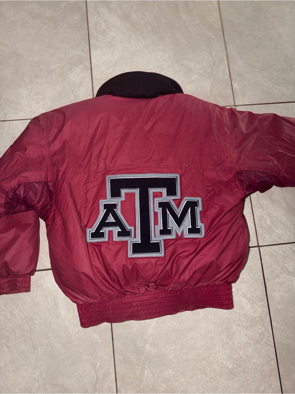 Nike Vtg Mens Burgundy 'Aggies' Puff Jacket with Black Collar
